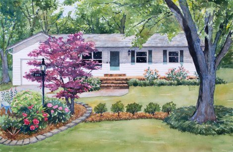 Danae Designs Watercolor Home Portrait Carterville 2014