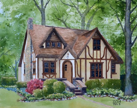 Danae Designs Watercolor Home Portrait Detroit