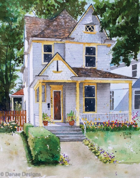 Danae Designs Watercolor Home Portriat Union Street 2014