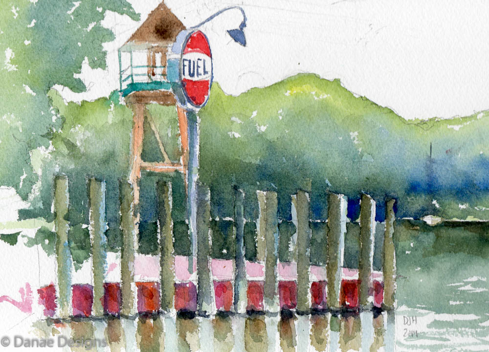 Danae Designs Plein Air Pentwater Michigan Watercolor 2014