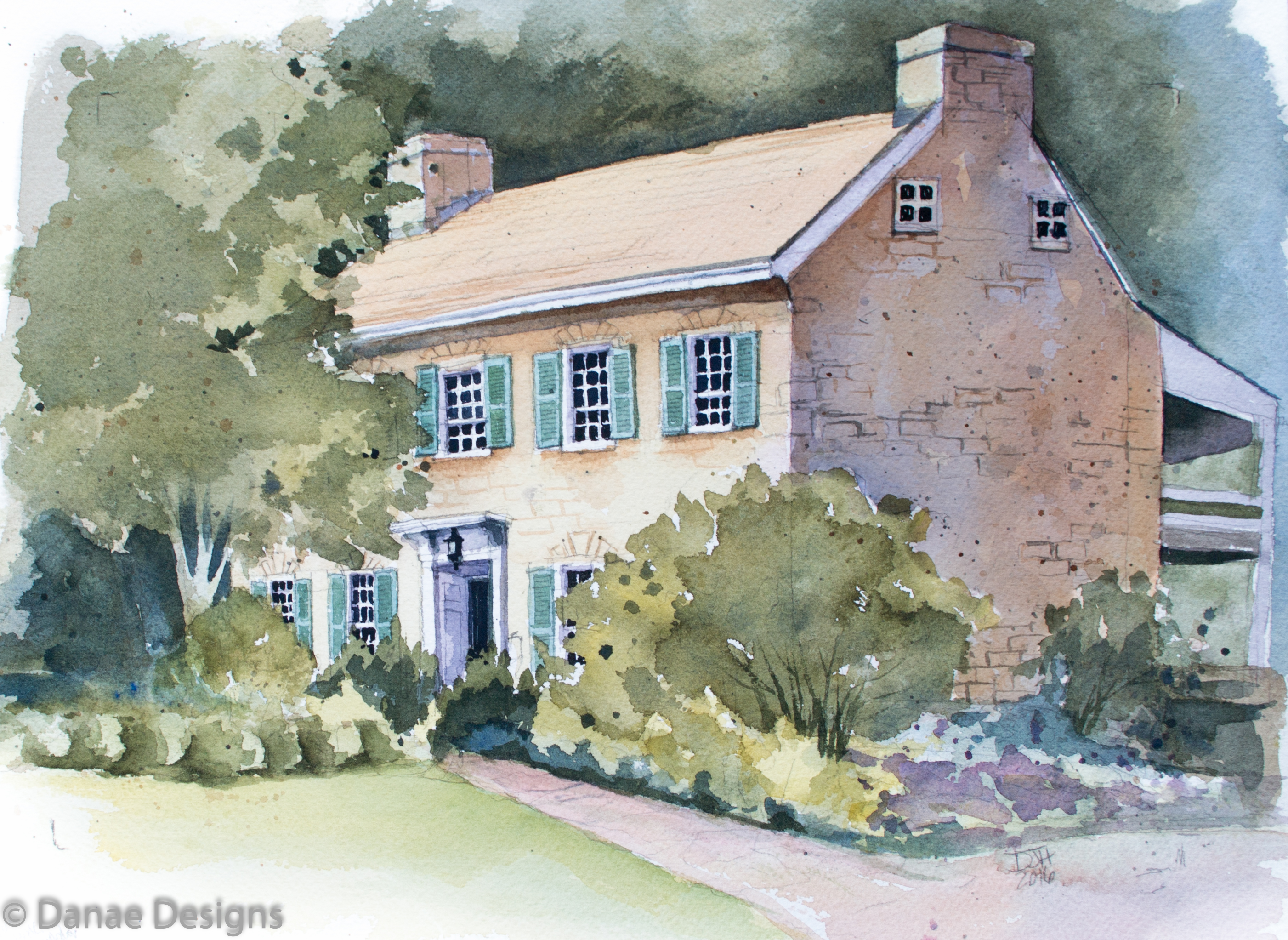 Danae Designs Watercolor Plein Air Daniel Boone Home Defiance Missouri Augusta Plein Air Art Festival