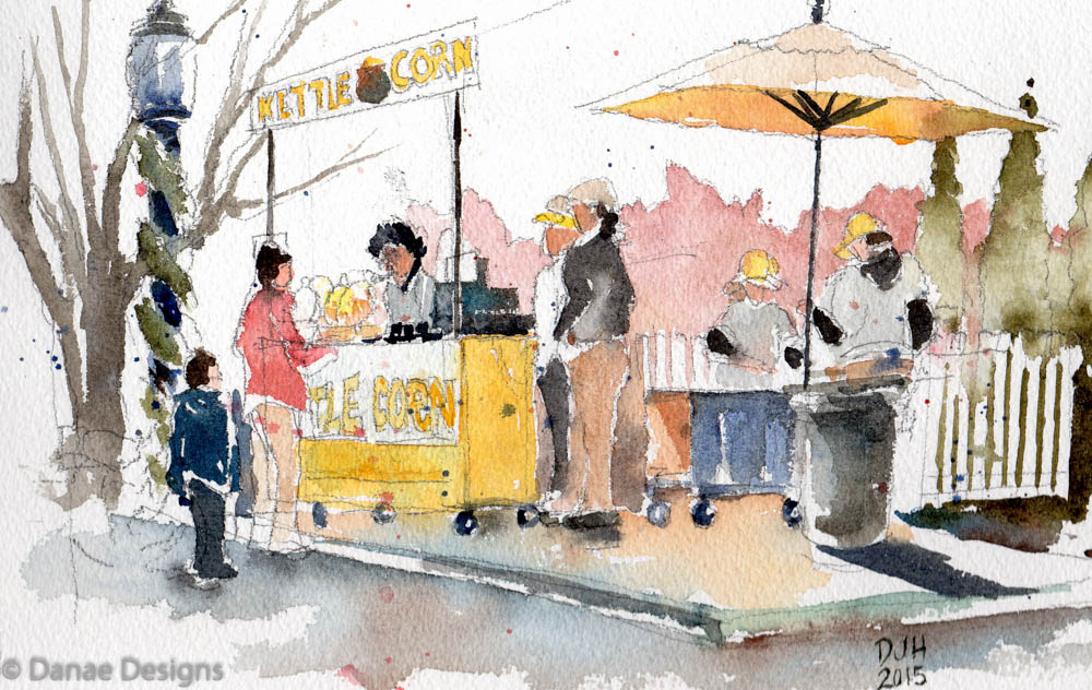 Danae Designs Watercolor Plein Air Saint Louis Zoo Kettle Popcorn