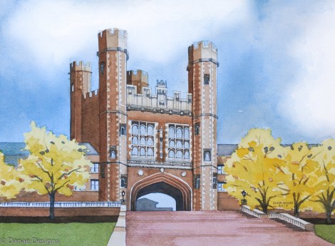 Danae Designs Washington University Brookings Hall Watercolor Architectural Renderings 2017