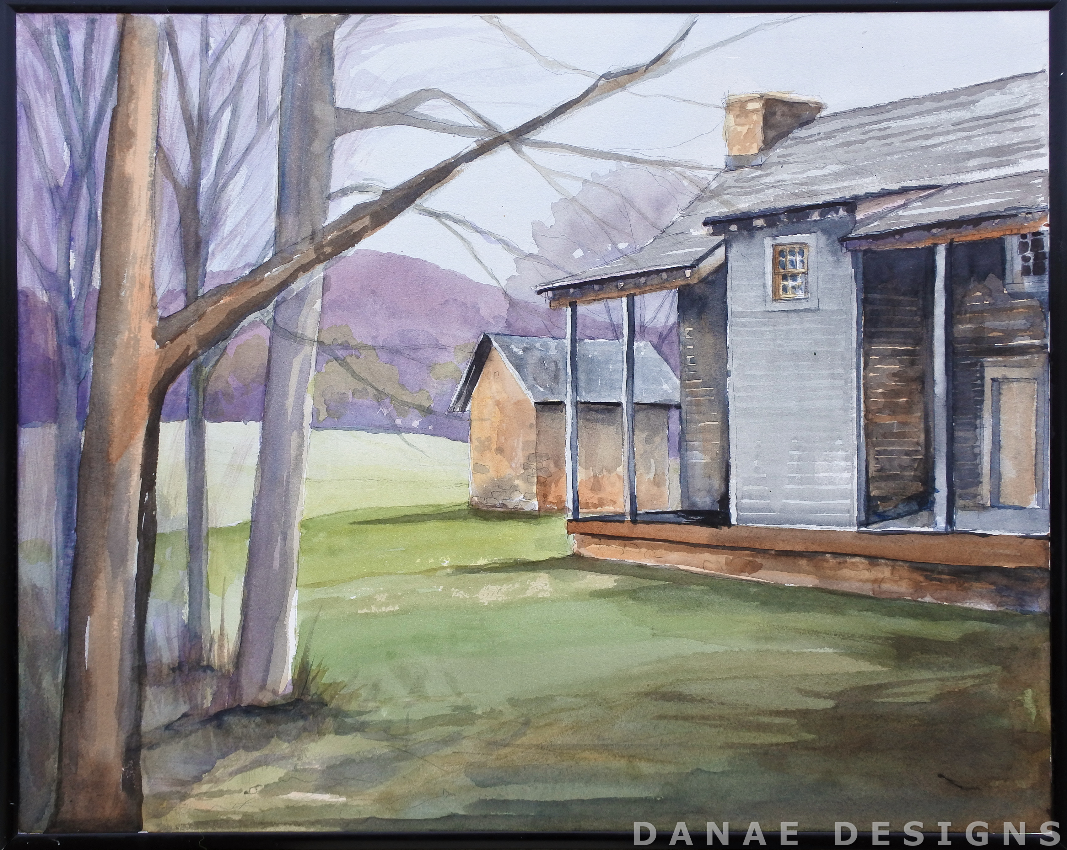 Danae Designs LLC Watercolor Plein Air Painting Daniel Boone Home Defiance Missouri Augusta Plein Air Festival 2018