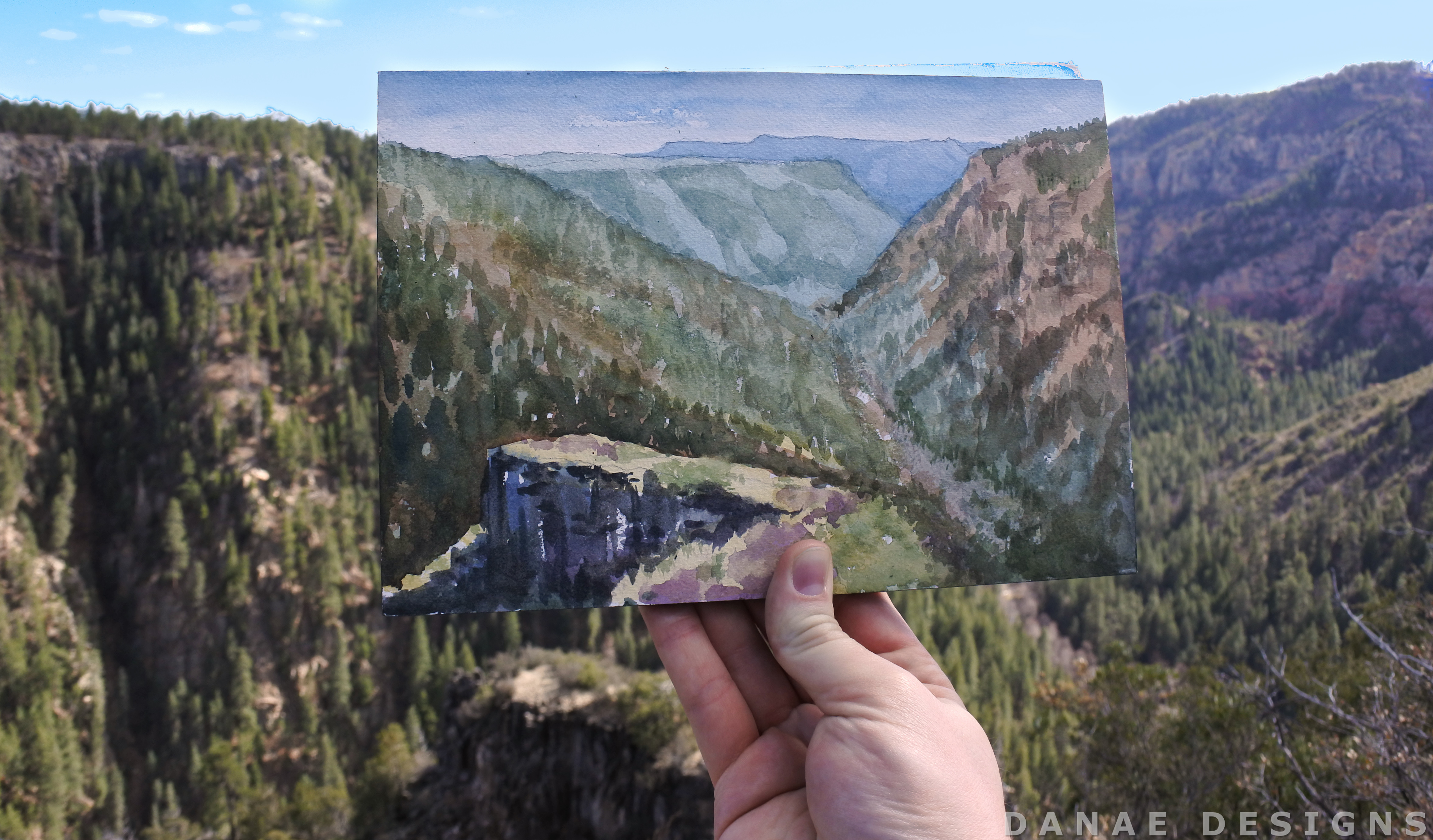 Danae Designs Watercolor 2018 Arizona Mountain View Scenic look out 1