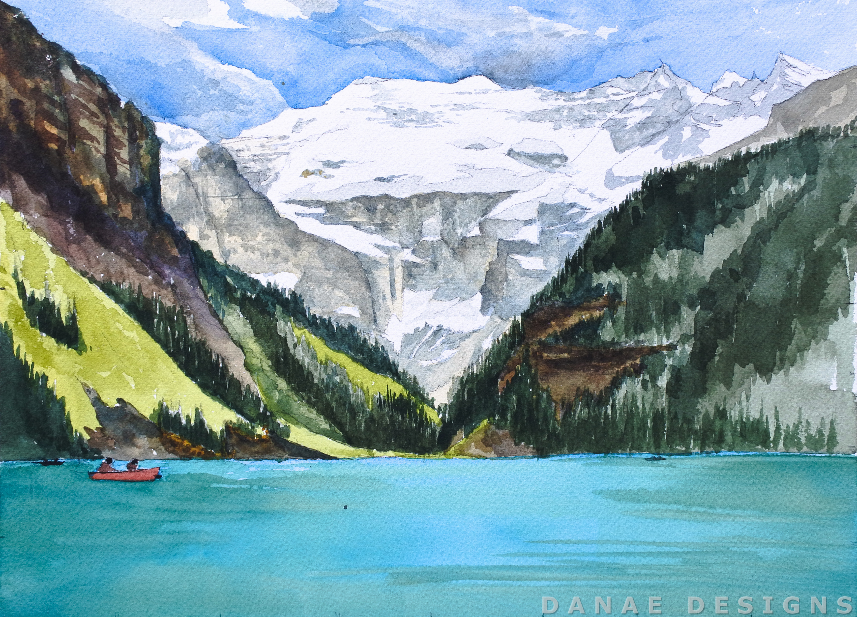 Danae Designs Watercolor Plein Air 2017 Banff Canada Canmore Painting Lake Louise