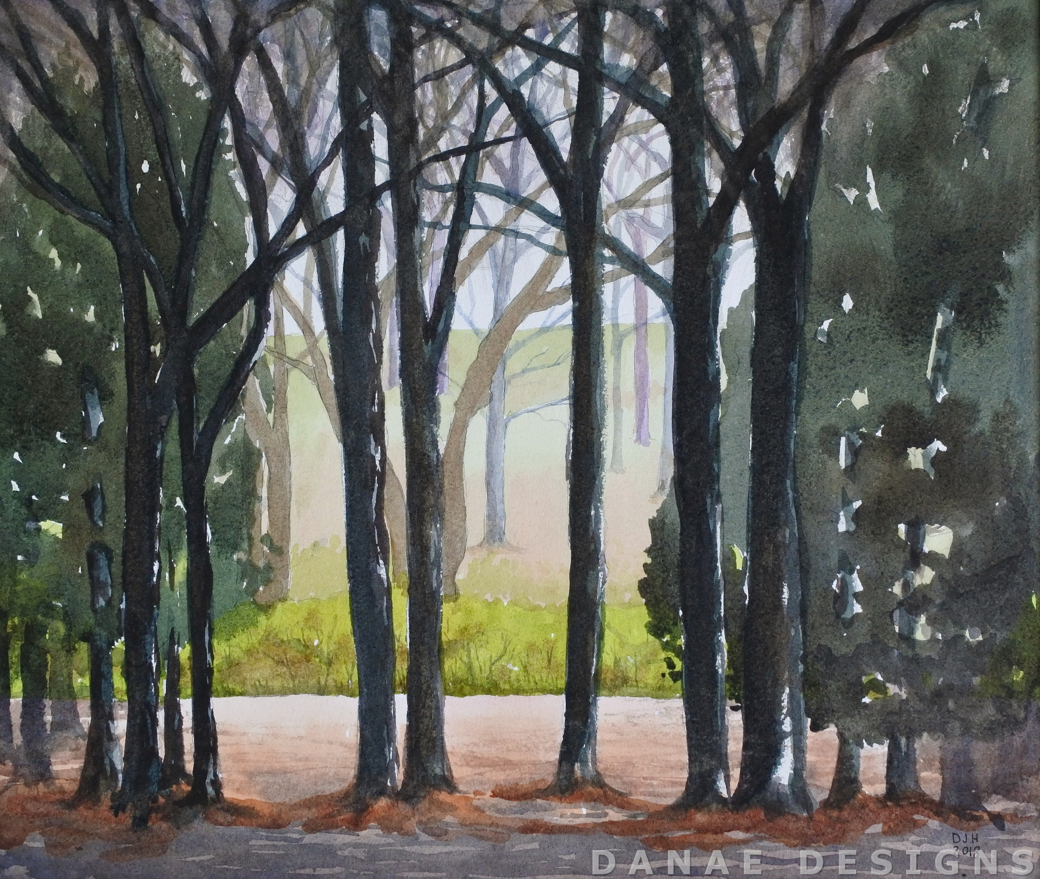 Danae Hoppe Danae Designs LLC Watercolor Plein Air New Melle Augusta Plein Air Festival Honeysuckles in bloom